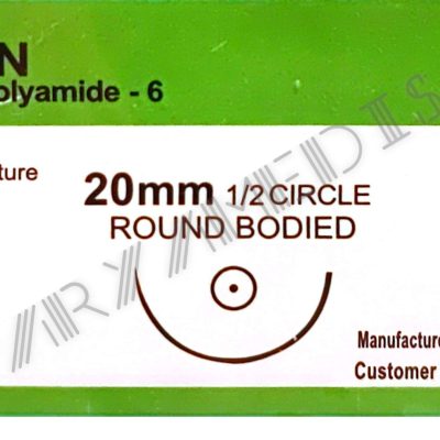 نخ و سوزن جراحی نایلون 5/0 راند سوزن 20 (غیر قابل جذب مصنوعی سوپا)