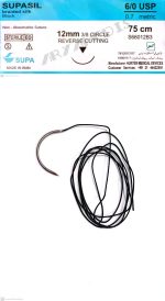 نخ و سوزن جراحی سیلک 6/0 کات سوزن 12 (غیر قابل جذب طبیعی)