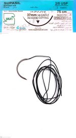 نخ و سوزن جراحی سیلک 2/0 کات سوزن 37 (غیر قابل جذب طبیعی)