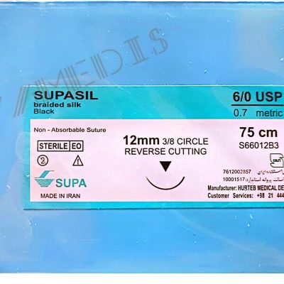 نخ و سوزن جراحی سیلک 6/0 کات سوزن 12 (غیر قابل جذب طبیعی)